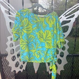 Michael Kors Green and Blue Floral Blouse